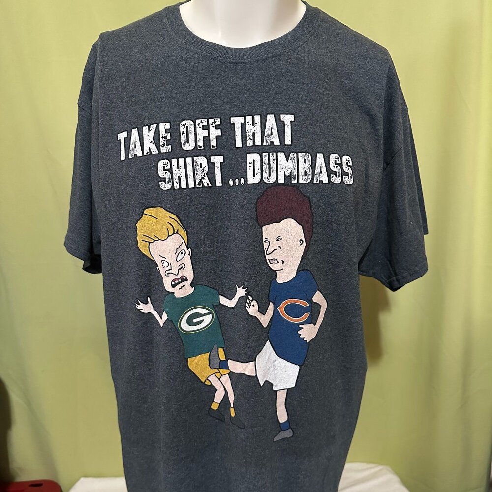 Take Off That Shirt Dumbass Packers Bears Men's Dark Gray Shirt XL Gildan